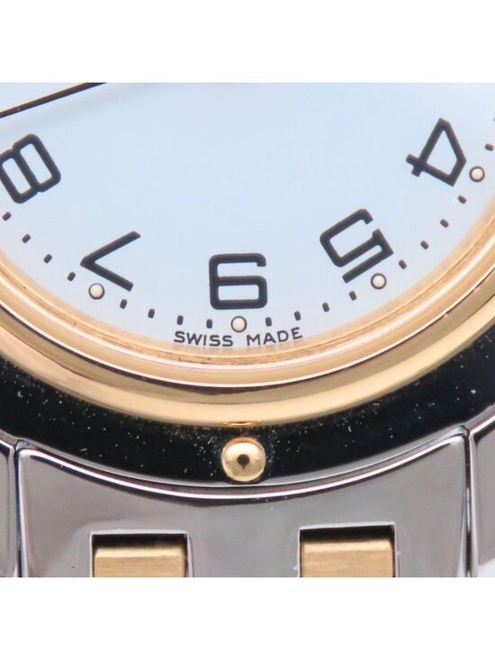Hermes Watch Clipper Stainless Steel Silver Gold Dial White Plated SS main image 4